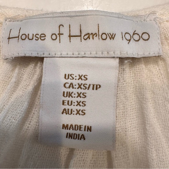 House of Harlow Women’s Embroidered Ivory Top Blouse Sz XS  Fits Like M NWOT - Picture 9 of 13